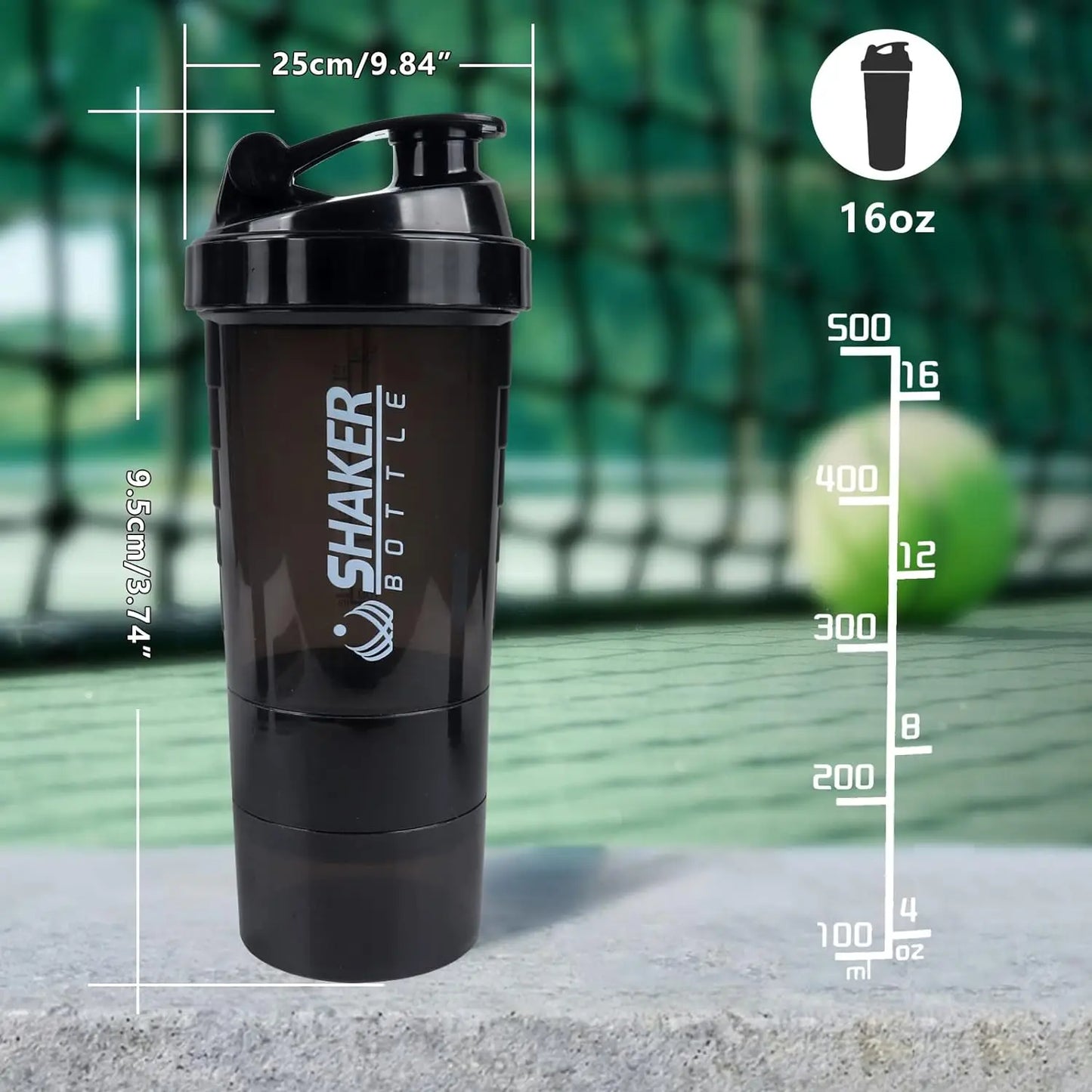 16OZ Protein Shaker Bottles